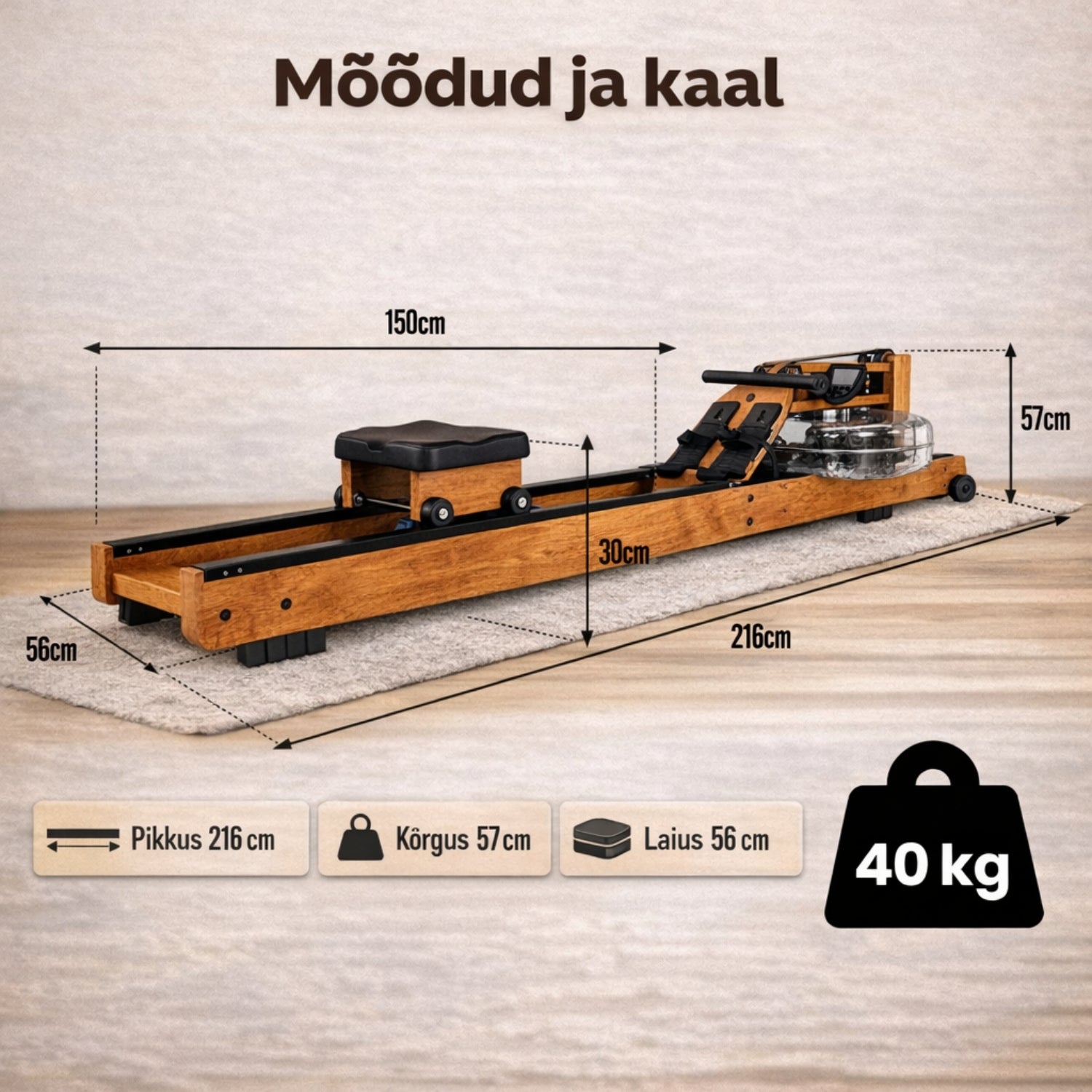 Evolve veega sõudeergomeeter kokkupandav, LCD konsooliga - Trenniekspert