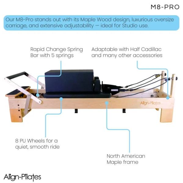 Align-Pilates M8-Pro Maple Wood Pilates Reformer koos pingiga - Trenniekspert